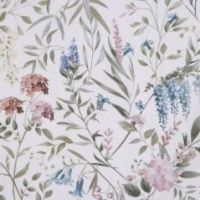 Pościel satynowa Spring 140x200 biała zielona botaniczny kwiatowy ogród