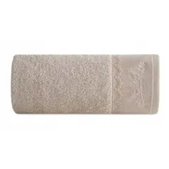 Ręcznik 70X140 z koronką i haftem beżowy