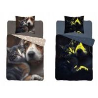 Pościel Fluorescencyjna 160X200 pies i kot 7431A