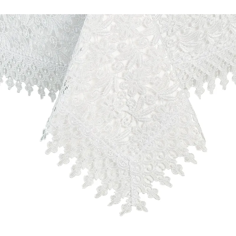 Obrus Pełna Gipiura 140 x 260 Biały Wzór Ażurowy