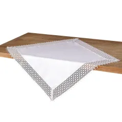 Gustowna Kremowa Nakładka 85 x 85  Z Piękną Gipiurą