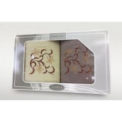 Komplet ręczników Gift w pudełku na prezent 2 szt krem-brąz 3
