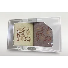 Komplet ręczników Gift w pudełku na prezent 2 szt krem-brąz 3