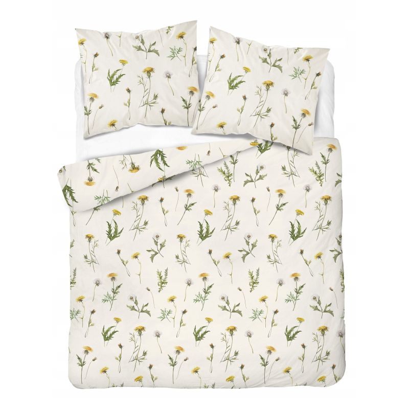 Pościel kremowa kwiaty dmuchawce boho 180x200 bawełniana elegancka matowa