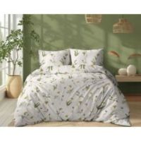 Pościel kremowa kwiaty dmuchawce boho 180x200 bawełniana elegancka matowa