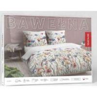Pościel z bawełny bawełna 100% 160x200 łąka kwiaty zielono biała 5341