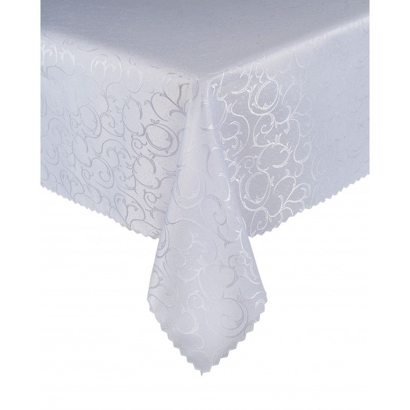 Obrus Plamoodporny Biały 140 x 220 Ornament Pnącza