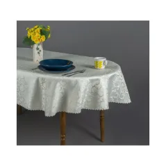 Obrus Plamoodporny Krem 140 x 350 Owalny w Pnącza
