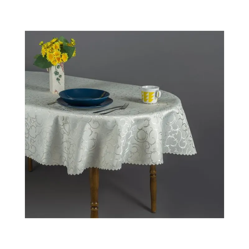 Obrus Plamoodporny Krem 140 x 350 Owalny w Pnącza Obrus Plamoodporny Krem 140 x 350 Owalny w Pnącza