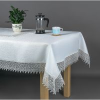 Obrus Biały Listki 140x300 Koronka Gipiura Płomyki