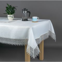 Obrus Biały Listki 70x150 Koronka Gipiura Płomyki