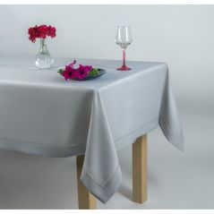 Obrus z Mereżką Szary 120 x 120 Elegancki Kwadrat