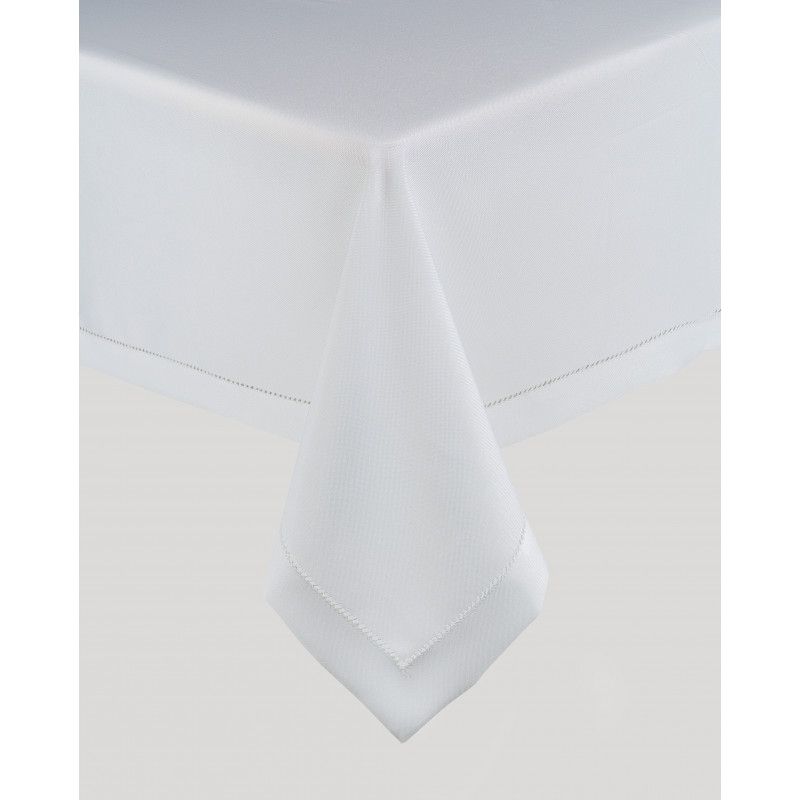 Obrus z Mereżką Biały 140 x 140 Elegancki Kwadrat