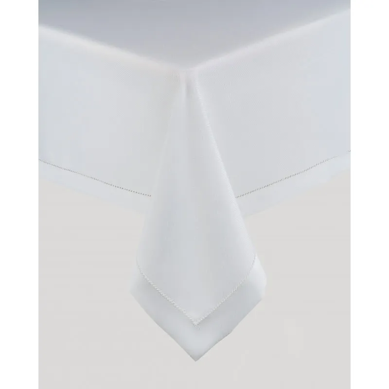 Obrus z Mereżką Biały 140 x 500 Prosty i Elegancki
