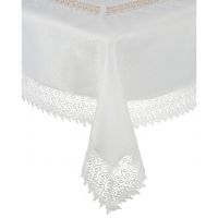 Obrus Biały 140 x 350 Szeroka Gipiura z środkiem