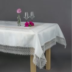 Obrus Biały 140 x 350 Szeroka Gipiura z środkiem