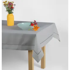 Elegancki Obrus 140 x 180 Szary z Gipiurą Silver