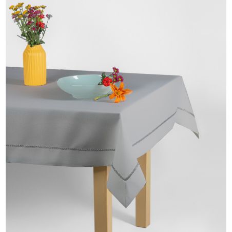 Elegancki Obrus 140 x 180 Szary z Gipiurą Silver