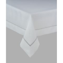 Elegancki Bieżnik 40 x 140 Biały z Gipiurą Silver