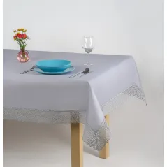 Szary Obrus Srebrna Nitka 130x160 Gipiura Angielka