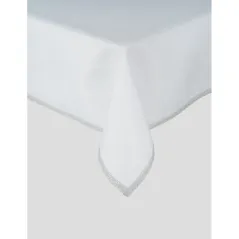 Obrus z Srebrną Koronką 140x220 Biały z Połyskiem