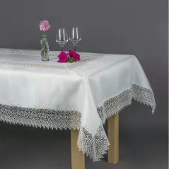Obrus Biały 70 x 150 Szeroka Gipiura z środkiem