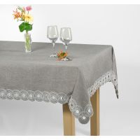 Obrus Haftowany Szary 85 x 85 Kółka z Połyskiem