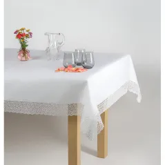Biały Obrus Srebrna Nitka 120x120 Gipiura Angielka