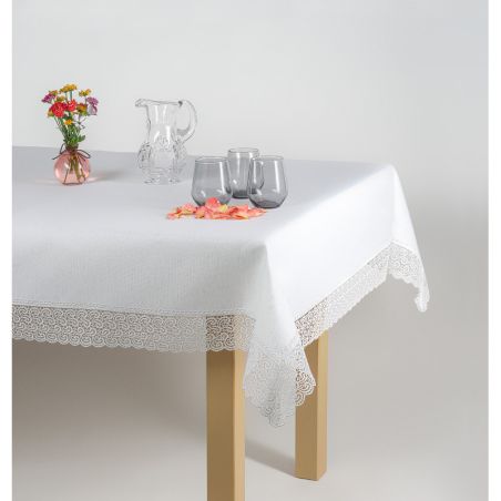 Biały Obrus Srebrna Nitka 160x160 Gipiura Angielka