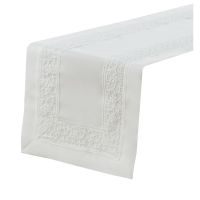Biały Bieżnik Flower 50 x 100 Z Lśniącą Aplikacją