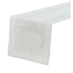 Biały Bieżnik Flower 50 x 100 Z Lśniącą Aplikacją