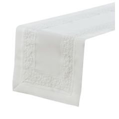 Biały Bieżnik Flower 60 x 120 Z Lśniącą Aplikacją