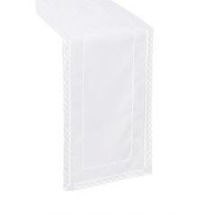 Kwadratowy Obrus 120x120 Ala Len z Mereżką i Koronką
