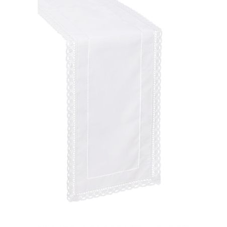 Kwadratowy Obrus 120x120 Ala Len z Mereżką i Koronką