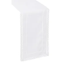 Kwadratowy Obrus 160x160 Ala Len z Mereżką i Koronką