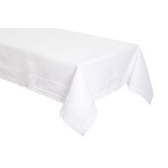 Biały Obrus z Mereżką i Koronką 70 x 150 Jak Len