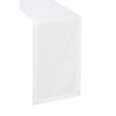 Biały Obrus Ala Len z Koronką 140 x 240 Naturalny