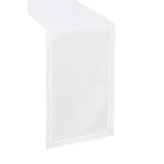 Biały Obrus Ala Len z Koronką 140 x 240 Naturalny