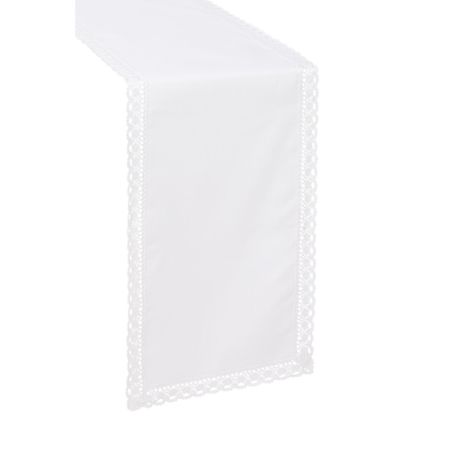 Biały Obrus Ala Len z Koronką 140 x 240 Naturalny