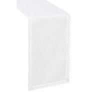 Biały Bieżnik Ala Len z Koronką 60 x 120 Naturalny