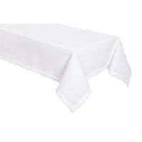 Biały Bieżnik Ala Len z Koronką 60 x 120 Naturalny