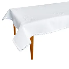 Biała Nakładka Z Haftem 85x85 Z Koronką 4 cm.