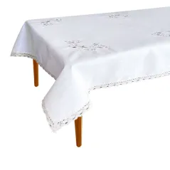 Nakładka Z Beżowym Haftem 85x85 Z Koronką 4 cm