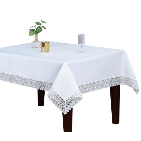 Obrus Amelia 130 x 160 Śnieżnobiały Z Koronką Gip