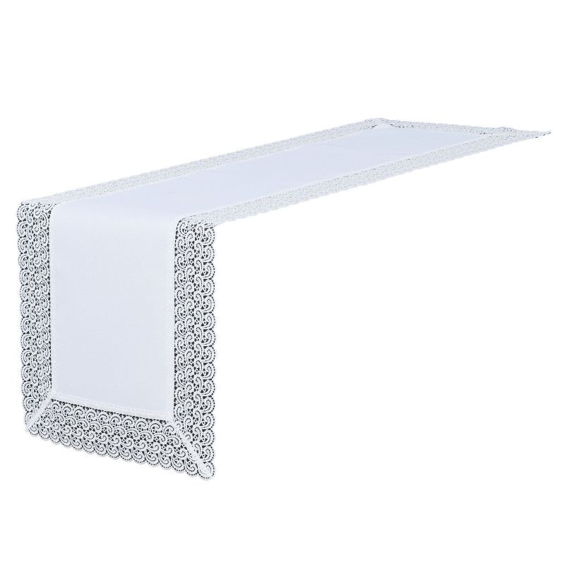Bieżnik Amelia 50 x 100 Śnieżnobiały Z Koronką Gip