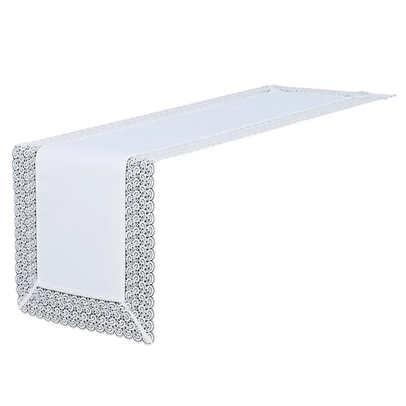 Bieżnik Amelia 50 x 100 Śnieżnobiały Z Koronką Gip