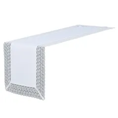 Bieżnik Amelia 60 x 120 Śnieżnobiały Z Koronką Gip