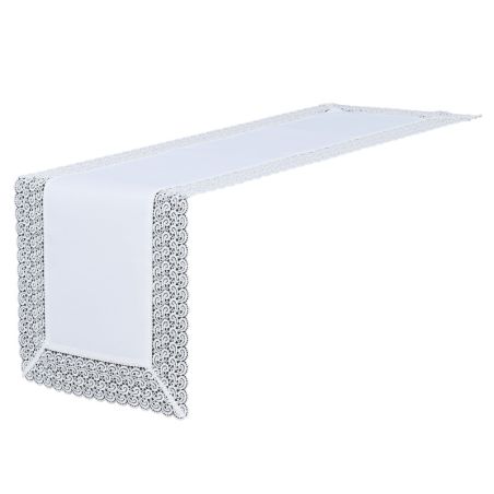 Bieżnik Amelia 60 x 120 Śnieżnobiały Z Koronką Gip