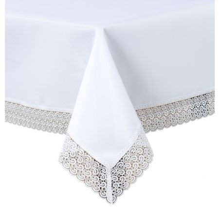 Obrus Amelia 70 x 150 Śnieżnobiały Z Koronką Gip