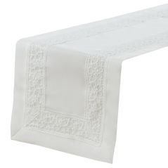 Biały Bieżnik Flower 40 x 180 Z Lśniącą Aplikacją